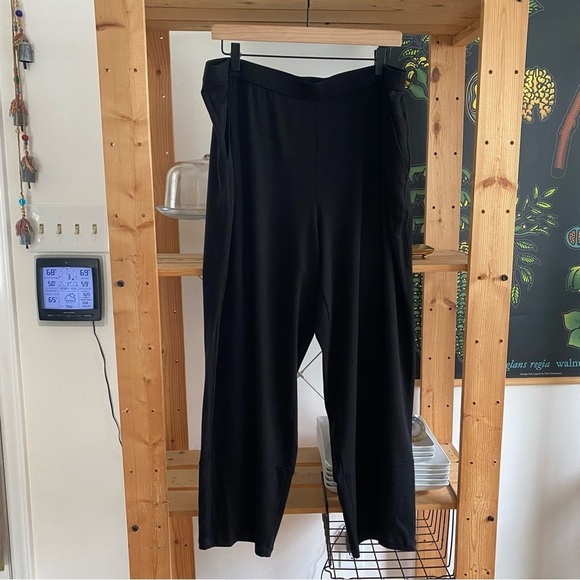Eileen Fisher Black Tencel Stretch Terry Pull On Pants XL - Picture 2 of 14